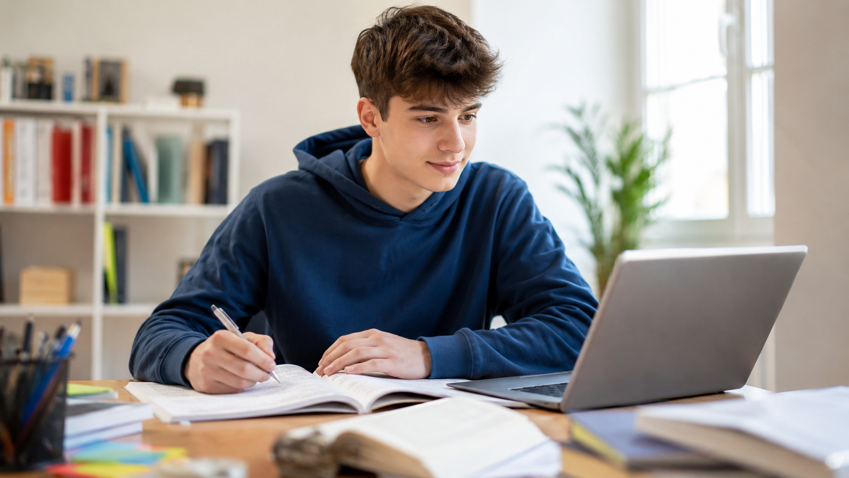 Schüler lernt zu Hause – Berufsunfähigkeitsversicherung für Schüler und Studenten